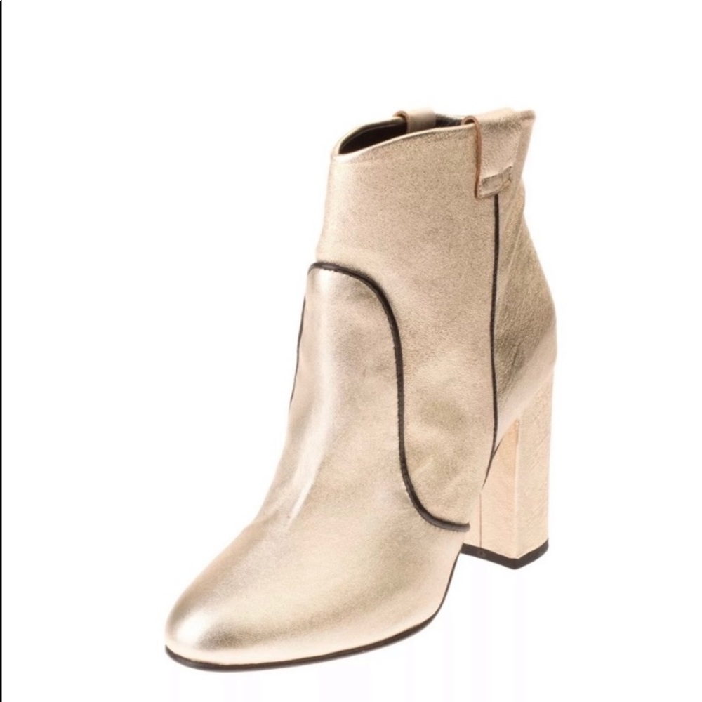 Metallic Gold Italian Leather Ankle Boots
